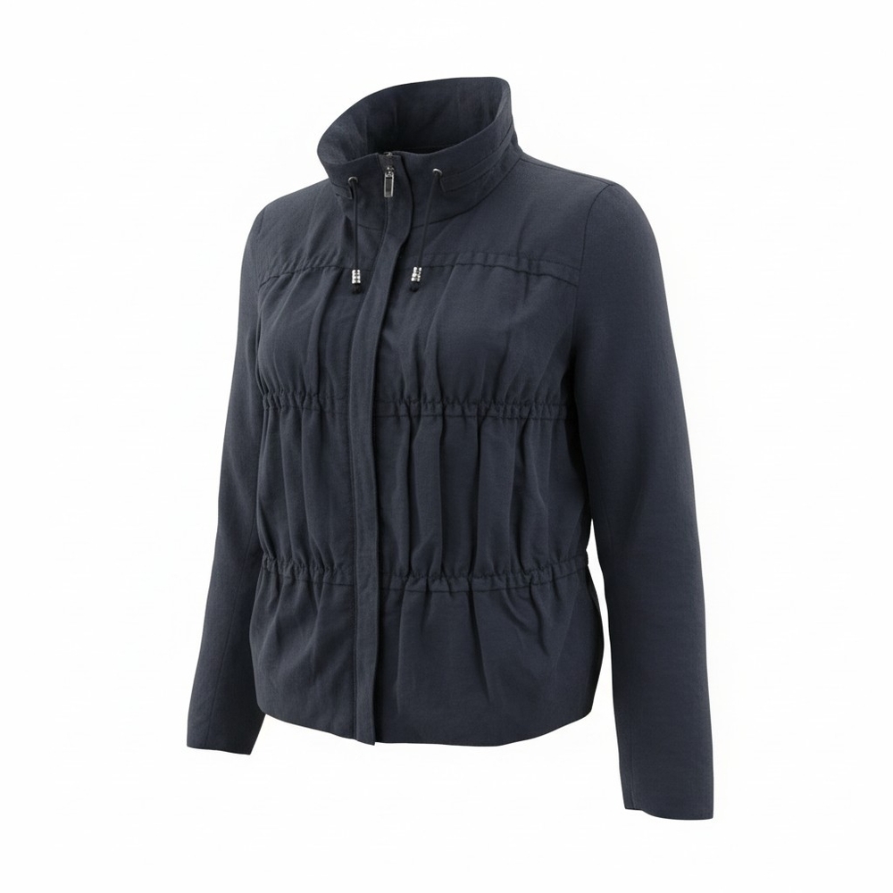 Tahari Size S Blue Jacket Pleats Front Zip